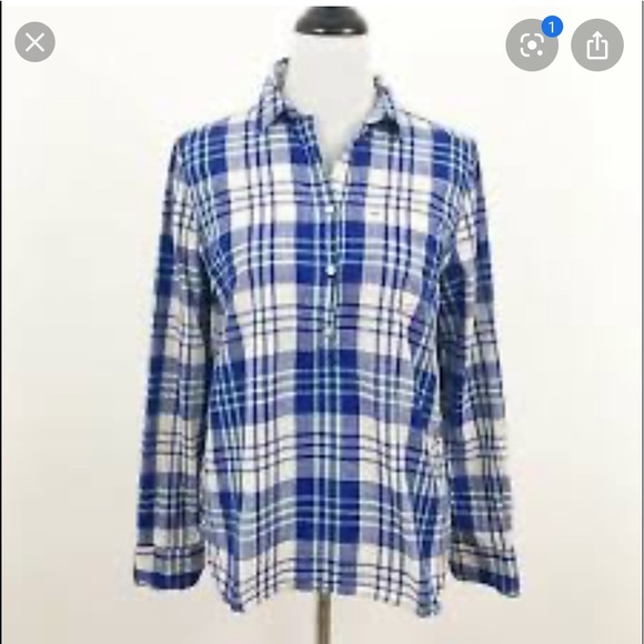 J Crew hi-lo pullover plaid top - Picture 2 of 4